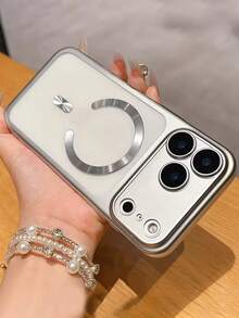 Luxury Matte Semi-Transparent Magnetic Phone Case Compatible With IPhone 17ProMax, 17Pro, 17Air, 17 Pro Max, 16, 15, 14, 13 Pro Max, Supports Magnetic Wireless Charging, Shockproof Phone Protective Cover - Silver - View 1