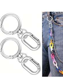 金属旋转龙虾扣DIY五金套件，360°旋转弹簧钩和椭圆形弹簧夹套装，重型防锈合金钥匙扣连接器，适用于挂绳、钥匙圈、包带和工艺配件，多用途旋转钩，适用于手提包、背包、钱包、手机挂饰、宠物牵引绳和行李带，男女皆宜的DIY工艺用品，是旅行装备、维修项目、圣诞节、生日和母亲节礼物的理想之选。 - 彩色 - 查看 6