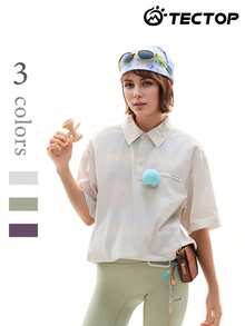TECTOP Camisa polo para mujer para el verano, transpirable y refrescante, adecuada para golf al aire libre, correr, de manga corta con bolsillos laterales para almacenamiento - Gris Claro - Ver 1