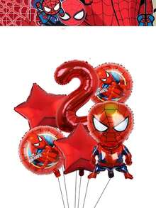 Marvel 蜘蛛侠生日装饰套装，漫威派对用品，包括32英寸红色数字气球，超级英雄儿童生日新年庆祝派对装饰，拍照背景气球 - 氣球套裝 - 查看 4