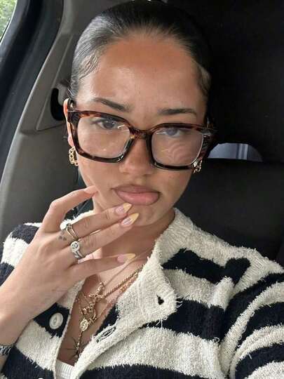 1 Pair Women's Leopard Print Bohemian Style Polycarbonate (PC) Oversized Square Eyeglasses, Suitable For All Seasons, Great For Daily Wear, Transparent Eyewear Accessory, Designed Specifically For Women