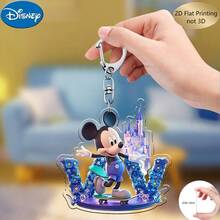 2D平面印刷，米奇蓝色亚克力钥匙扣，26个英文字母A-Z，可爱卡通包包挂饰，情侣朋友专属字母饰品，适合作为圣诞节、感恩节、母亲节和父亲节礼物，也可用于装饰车辆、包包、汽车和圣诞树，趣味钥匙扣设计 | 耐用亚克力2D平面家居装饰包包挂件 - 彩色 - 查看 29