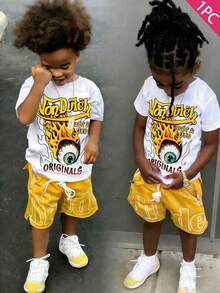 Boys' Cotton Round Neck T-Shirt, Casual And Comfortable Spring And Summer Short-Sleeved Printed Top - trắng - Xem 2