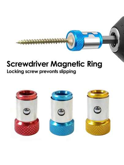 6 Stück magnetischer Schraubenring 1/4 Zoll (6,35 mm) Universal - Starker magnetischer Legierungsstahl Schraubendreher Bit Halter - Rutschfest für enge Räume Heimwerker Werkzeug Zubehör