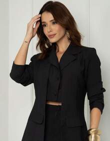 Women's Premium Blazer And Pants Set - Black - View 3