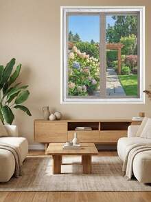 Self-Adhesive Window Screen Mesh Kit, Hook & Loop Easy Install, Breathable Anti Mosquito Insect Net, Removable Reusable Fly Screen For Home Windows - White Mesh - View 2