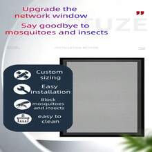 自粘式拉链纱窗，防蚊虫，可重复使用 - 黑色拉鍊紗窗 - 查看 3