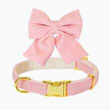 1pc Nylon Adjustable Pet Dog/Cat Collar & Leash Set With Bow Tie, Cute For Chihuahua, Poodle And Other Small/Medium Dogs - Pink - View 5