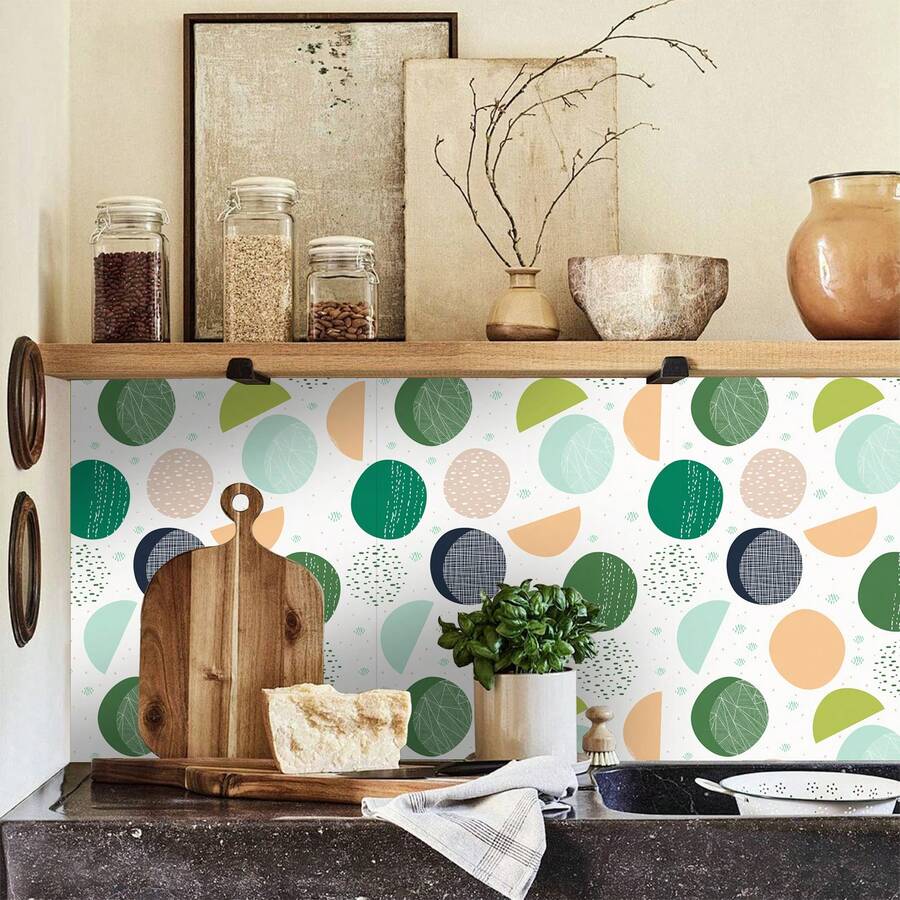 Miếng dán tường mosaic tự dính, chống thấm nước, chống ẩm, chịu nhiệt, dễ bóc và dán, dùng trang trí nhà cửa, phòng tắm, nhà bếp, phòng khách, phòng ngủ, tủ bếp, quầy, nhà cửa. - Hình dạng quả - Xem 1