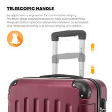 YONSLY 4‑Piece Suitcase Set 16/20/24/28 Inches With Wheels 360° Combination Lock Double Zipper Mesh Pocket Soft Rubber Handle For Vacations And Family - 酒紅色 - 查看 5
