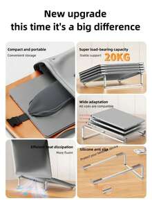 笔记本电脑支架，可折叠可调节铝合金电脑平板支架，笔记本电脑桌面支架，散热 - 查看 9