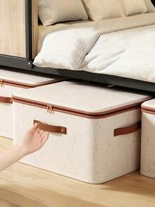 1pc Dustproof Storage Box With Lid Large Capacity Foldable Clothes Storage Box Double Thickness Moisture-Proof Storage Box, Under-Bed Storage Collapsible Closet Organizer Container, Fabric Organizer Box With Handles, Decorative Storage Boxes With - Multicolor - View 11