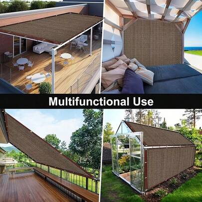 1pc 90% Shading Rate Gardening Sunscreen Net, Buckle Eyelet Mesh Canopy Cloth, Suitable For Plant Cover/Patio Shade/Garden Arbor/Greenhouse/Carport/Dog House, Coffee Brown