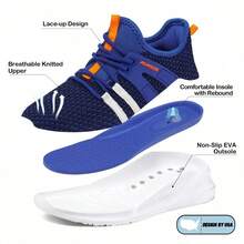 GLAMSTRIDE Boys Girls Athletic Sneakers For Kid,Lightweight Breathable Lace Up Running Tennis Shoes For Toddler Little Kid Big Kid - 藍色 - 查看 4