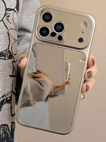 Luxury Electroplated Mirror Surface Camera Protection Phone Case Compatible With IPhone 17 Pro Max 17Pro 17 16 15 14 13 Pro Max 17Air Stylish Protective Back Cover - Silver - View 4