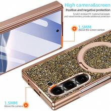 VIETAO Sequins,Diamond Fashion High Quality Blingbling Sparkling Electroplated Hidden Circular Bracket Mobile Phone Case Compatible With Samsung Galaxy Z Fold 7 6 Hinged Full-Cover Protection Phone Cover With Tempered Glass Screen Protector - Gold - View 2