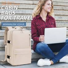 YSTELLAA Small Carry-On Backpack 45x20x30cm For Ryanair, Travel Backpack Bag For Airplanes With 14-Inch Laptop, Eurowings For Men And Women - 米色 - 查看 2