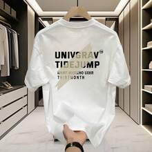 Nuevas camisetas de moda exclusivas para s transfronterizas, productos de calidad de gran , camisetas de manga corta 100% algodón para hombre, camisetas holgadas de moda, camisetas de verano de talla grande. - [Inglés/barras delanteras y traseras] Negro - Ver 3