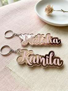 Personalized Name Keychain Custom Mirror Acrylic Keychain, Sturdy Zipper Puller,Backpack Name Tag School,Personalized Gift For Friends & Family - Multicolor - View 2