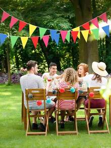 50-300m Colorful Triangle Flag Garland Decoration, Theme Birthday Party, Outdoor Event, Anniversary Celebration - Multicolor - View 4