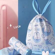 500pcs/Roll Cute Rabbit Drawstring Trash Bags, Suitable For Office And Home Use, Thickened Large Garbage Bags With Handle - Random Delivery - View 5