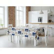 Kiva Stain-Resistant And Waterproof Oilcloth Tablecloth, Sizes From 100x140 To 300x140 Cm And Round 140 Cm - Easy-Clean Oilcloth Tablecloth For Rectangular And Round Tables - Available In 10 Designs - 選項 3 - 查看 1
