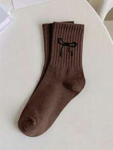 女士蝴蝶结印花休闲短袜 - 彩色 - 查看 2