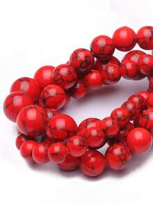 1 Strand Natural Stone Red Turquoises Gemstone Round Loose Beads Crystal Energy Stone Healing Power For Jewelry Making Diy Bracelet Ornaments 4 6 8 10mm - Red - View 1