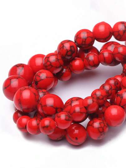 1 Strand Natural Stone Red Turquoises Gemstone Round Loose Beads Crystal Energy Stone Healing Power For Jewelry Making Diy Bracelet Ornaments 4 6 8 10mm