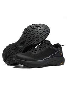baasploa Zapatos de senderismo para hombres, zapatos deportivos exteriores transpirables, zapatos deportivos casuales ligeros y cómodos, antideslizantes y duraderos - Negro - Ver 2