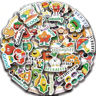 50 miếng dán hoạt hình khen ngợi, nhãn dán vẽ nguệch ngoạc sáng tạo, đồ dùng văn phòng, nhãn dán điện thoại và máy tính, chất lượng cao, bền, tinh tế, nhãn dán độc đáo, vui nhộn, thiết kế hoạt hình đầy màu sắc cổ điển, đồ trang trí quà tặng, nhãn dán trang trí ốp điện thoại, có thể tái sử dụng, thiết kế hoạt hình đầy màu sắc, thích hợp cho bình nước, ván trượt, điện thoại di động, v.v., hoàn hảo cho đồ dùng học tập, món quà tuyệt vời cho các dịp lễ.
