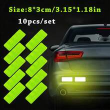 10pcs/Pack Car Bumper Reflective Safety Stripe Stickers, Automotive Reflective Tape Warning Safety Decals - A - View 12