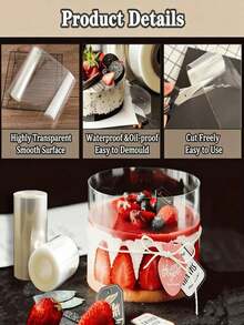 1 Roll Extra Long Transparent Cake Edging, Made Of PET Material, Cake Packaging Film, Used For Decorating Mousse, Chocolate Pastries, Baking Tools, Cake Decorations, Kitchen Supplies - Easily Make Delicious Cakes - White - View 6