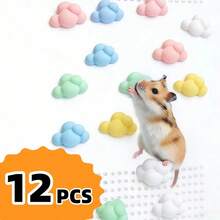 12 piezas Accesorios para jaula de hámster con forma de nube de colores, incluyendo plataforma de escalada y escalera - Diseño de múltiples capas adecuado para hámsters, lagartos, arañas y otras mascotas pequeñas, marco de escalada decorativo para terrario de vidrio, agregando diversión de escalada y escondite a la jaula - Ver 8