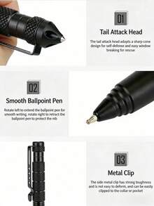 1pc/2pcs/4pcs B2 Tactical Pen, Tungsten Steel Window Breaker Self Defense Tool, Portable Outdoor Survival EDC Pocket Signature Pen For Camping Hiking Security - Multicolor - View 3