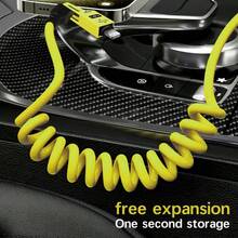 FCV 1pc 4-In-1 65W USB-C Spiral Multi-Function Charging Cable, Sliding Undamaged Adapter, Slim Tip Suitable For Thick Phone Cases, Reinforced Lightning Port, Compatible With IPhone CarPlay - View 5