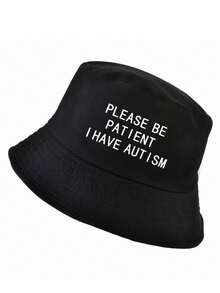 1顶男女通用春夏渔夫帽，字母印花图案，户外旅行必备，男女通用涤纶刺绣防风渔夫帽，四季皆宜 - A - 查看 1