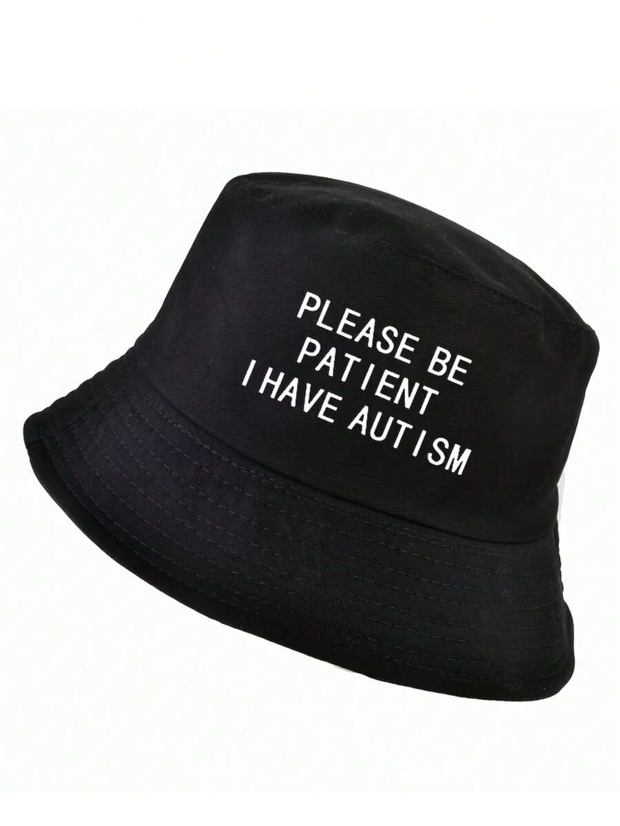 1顶男女通用春夏渔夫帽，字母印花图案，户外旅行必备，男女通用涤纶刺绣防风渔夫帽，四季皆宜 - A - 查看 1