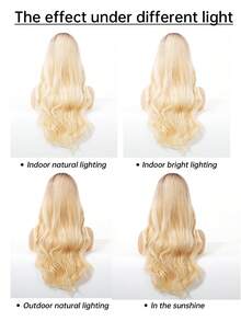 Tóc nối thẳng dài 26 inch, kiểu chữ U, không đường nối, chất liệu tổng hợp, tóc giả màu vàng ombre tự nhiên rẽ ngôi giữa dành cho nữ, tóc giả ombre vàng, quà tặng cho bé gái, quà tốt nghiệp mùa hè, quà tặng sẵn sàng sử dụng, quà tặng Halloween & Giáng sinh. - Tóc vàng ombre - Xem 11