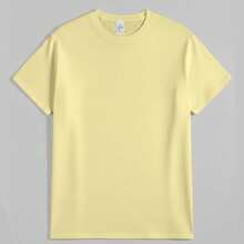 Oversized Boxy Cut Short Sleeve Jersey T Shirt Casual Crop Fit Streetwear Modern Minimalist All Season Essential Top-Comfy Vintage Cotton Tee-K48 - 黃色 - 查看 16