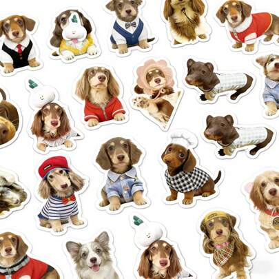 48pcs New Cute Cartoon Dachshund Stickers, Perfect For Decorating Envelopes, Water Bottles, And Electronic Products