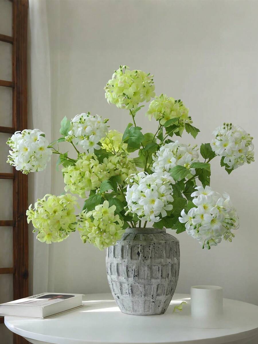 1pc French Style Double-Headed Wooden Hydrangea Flower, New Artificial Silk Hydrangea Flower In Blooming State, Suitable For Wedding Decoration, Home Decor, Spring Decoration, Indoor Decoration, Bedroom Decor, Living Room Decor, Outdoor Decoration, Garden Decor. Artificial Flower, Artificial Hydrangea. - Multicolor - View 1