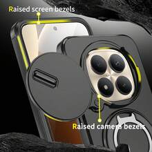 Magnetic 360° Rotating Anti-Drop Phone Case Compatible With Apple 11/12/13/14/15/16 Pro Max, S22/23/24+ UA04/A05/A14/A15/A24/A25/A34/A54S Series, Moto, Pixel, Note 15/14 Series - Black + Screen Protector - View 5