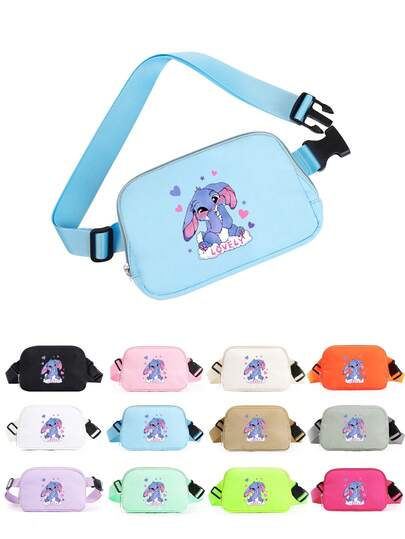 Túi đeo hông in hình thỏ dễ thương cho bé gái, dây đeo điều chỉnh được, túi đeo chéo thời trang có dây đeo điều chỉnh được, thích hợp sử dụng hàng ngày, ngoài trời, du lịch, leo núi, chạy bộ, đạp xe, dễ mang theo, quà tặng lý tưởng.