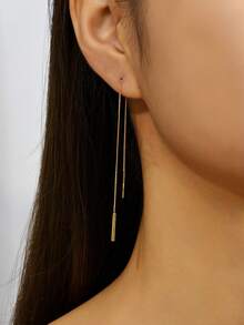 1对女士流苏铜耳环 - 金黃色 - 查看 5