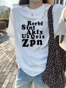 Áo thun nữ tay ngắn cổ tròn bằng chất liệu cotton nguyên chất, kiểu dáng mùa hè mới, dáng rộng thoải mái. - trắng - Xem 2