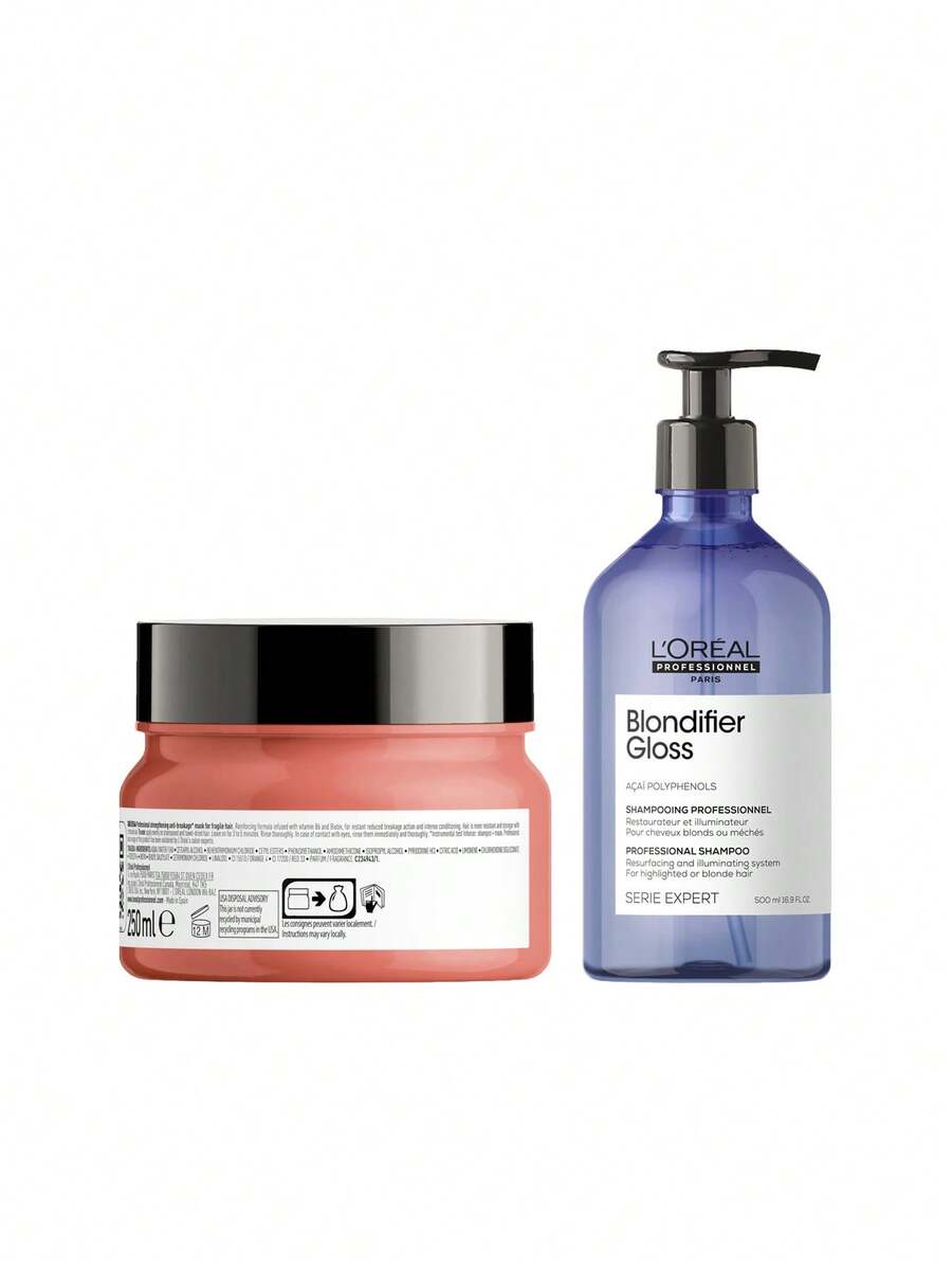 [Bundle] SERIE EXPERT L'Oréal Professionnel Serie Expert Blondifier Gloss Shampoo 500ml + Inforcer Anti-Breakage Mask 250 Ml - EXPERT SERIES - View 1