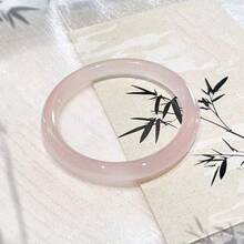 1pc Pink Faux Jade Bangle Bracelet, Sweet & Versatile Jade Bangle Bracelet For Women Under 75kg, A Great Gift For Girlfriend, Mother - 粉色 - 查看 1