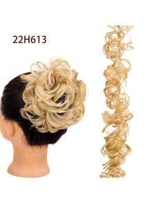 卷发假发发圈发髻发片，蓬松凌乱发髻接发 - 彩色 - 查看 15