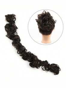 卷发假发发圈发髻发片，蓬松凌乱发髻接发 - 彩色 - 查看 5